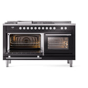 ILVE Professional Plus II 60 inch Dual Fuel Range (Glossy Black / Natural Gas / 7 Sealed Burners + Griddle + French Top / Solid Door) UP60FSQMPBK - IMG39