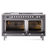 ILVE Professional Plus II 60 inch Dual Fuel Range (Graphite Matte / Liquid Propane / 7 Sealed Burners + Griddle + French Top / Solid Door) UP60FSQMPMGLP - IMG64