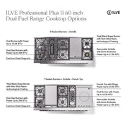 ILVE Professional Plus II 60 inch Dual Fuel Range (RAL / Natural Gas / 7 Sealed Burners + Griddle + French Top / Solid Door) UP60FSQMPRA - IMG17