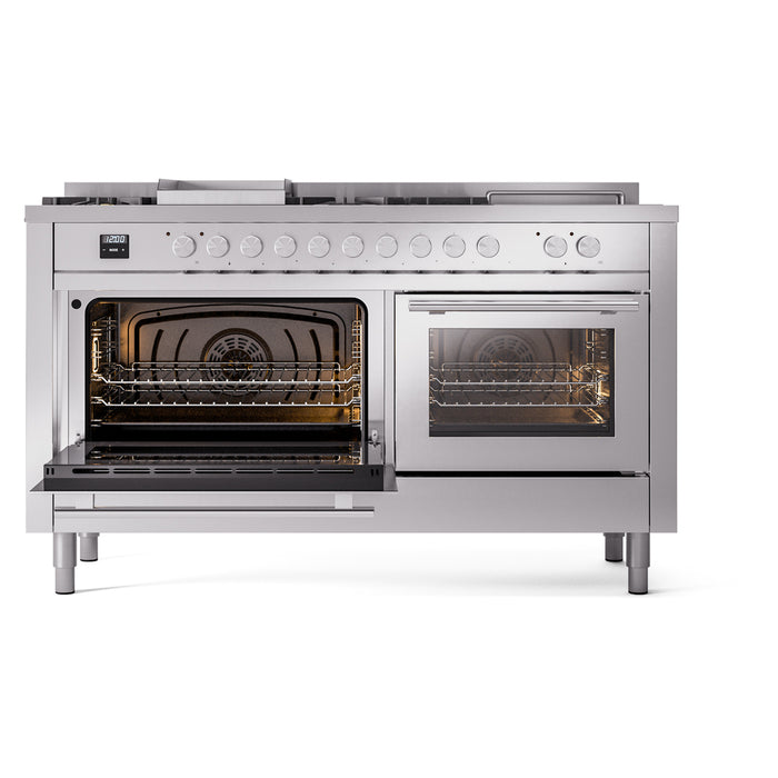 ILVE Professional Plus II 60 inch Dual Fuel Range (Stainless Steel / Liquid Propane / 7 Sealed Burners + Griddle + French Top / Solid Door) UP60FSQMPSSLP - IMG61