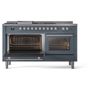 ILVE Professional Plus II 60 inch Dual Fuel Range (Blue Grey / Natural Gas / 7 Sealed Burners + Griddle + French Top / Triple Glass Door) UP60FSWMPBG - IMG32