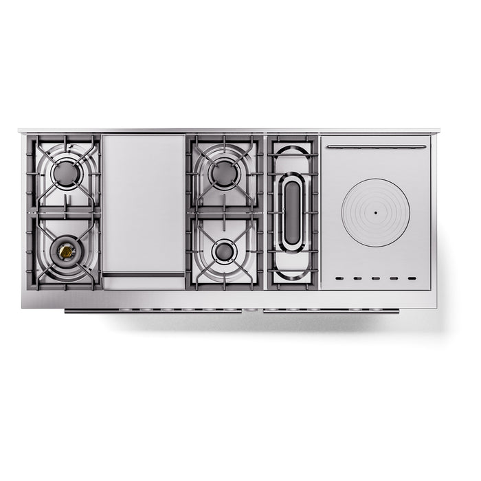 ILVE - Professional Plus II 60 inch Dual Fuel Range (7 Sealed Burners + Griddle + French Top, Natural Gas, Triple Glass Door, Blue Grey) -  USA - UP60FSWMPBG