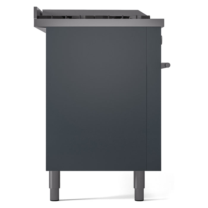 ILVE - Professional Plus II 60 inch Dual Fuel Range (7 Sealed Burners + Griddle + French Top, Natural Gas, Triple Glass Door, Blue Grey) -  USA - UP60FSWMPBG