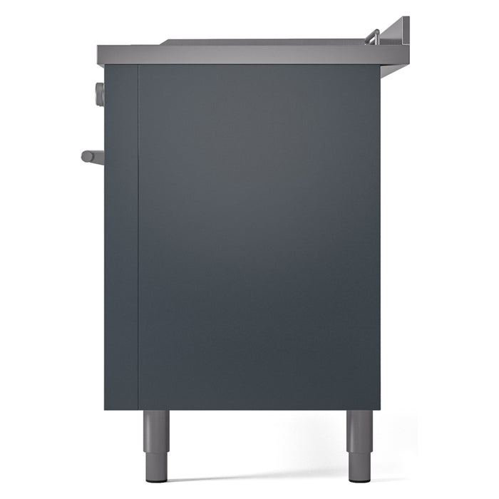 ILVE - Professional Plus II 60 inch Dual Fuel Range (7 Sealed Burners + Griddle + French Top, Natural Gas, Triple Glass Door, Blue Grey) -  USA - UP60FSWMPBG
