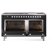 ILVE Professional Plus II 60 inch Dual Fuel Range (Glossy Black / Natural Gas / 7 Sealed Burners + Griddle + French Top / Triple Glass Door) UP60FSWMPBK - IMG200
