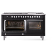 ILVE Professional Plus II 60 inch Dual Fuel Range (Glossy Black / Natural Gas / 7 Sealed Burners + Griddle + French Top / Triple Glass Door) UP60FSWMPBK - IMG8