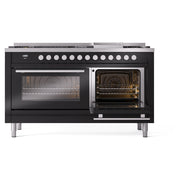 ILVE Professional Plus II 60 inch Dual Fuel Range (Glossy Black / Natural Gas / 7 Sealed Burners + Griddle + French Top / Triple Glass Door) UP60FSWMPBK - IMG99