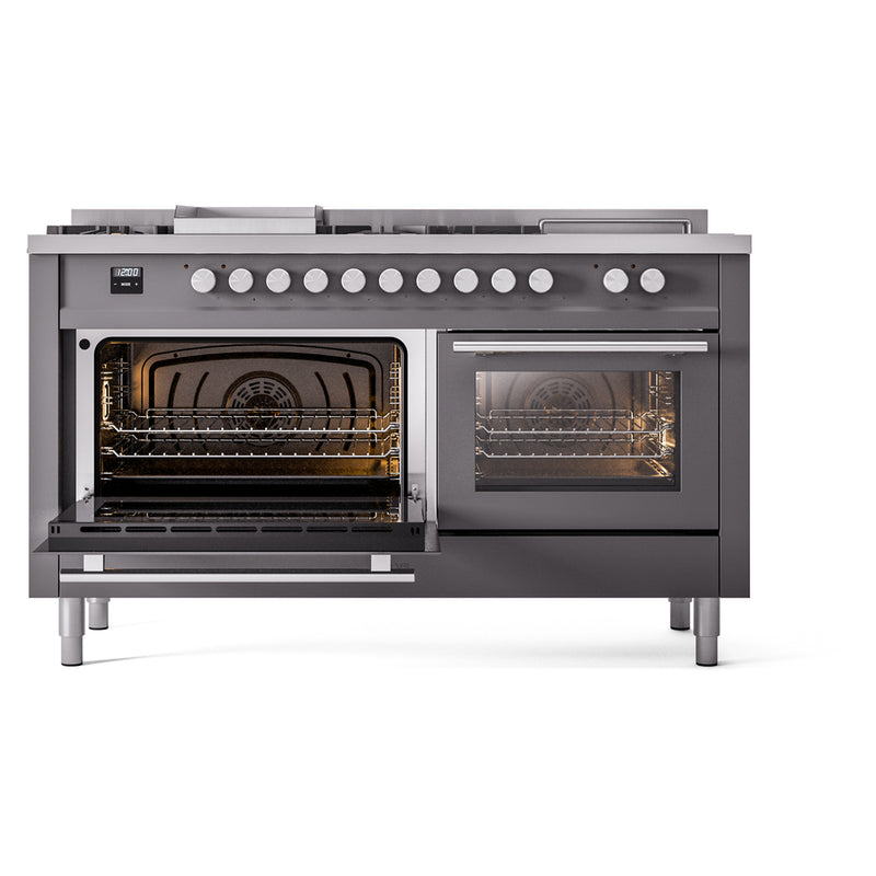 ILVE Professional Plus II 60 inch Dual Fuel Range (Graphite Matte / Natural Gas / 7 Sealed Burners + Griddle + French Top / Triple Glass Door) UP60FSWMPMG - IMG127