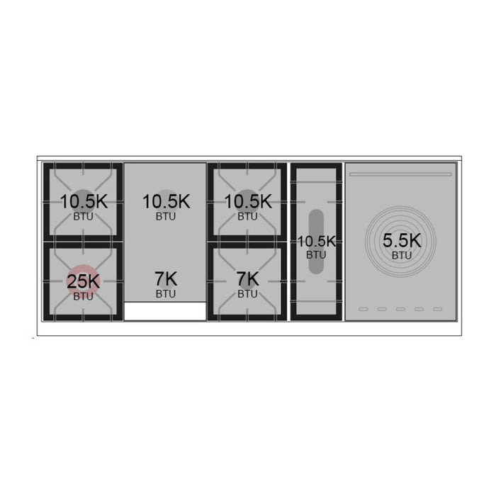 ILVE Professional Plus II 60 inch Dual Fuel Range (RAL / Liquid Propane / 7 Sealed Burners + Griddle + French Top / Triple Glass Door) UP60FSWMPRALP - IMG92
