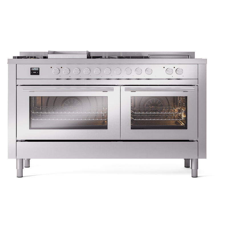 ILVE Professional Plus II 60 inch Dual Fuel Range (Stainless Steel / Natural Gas / 7 Sealed Burners + Griddle + French Top / Triple Glass Door) UP60FSWMPSS - IMG152