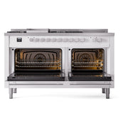 ILVE Professional Plus II 60 inch Dual Fuel Range (White / Liquid Propane / 7 Sealed Burners + Griddle + French Top / Triple Glass Door) UP60FSWMPWHLP - IMG23