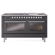 ILVE Professional Plus II 60 inch Dual Fuel Range (Graphite Matte / Liquid Propane / 9 Sealed Burners + Griddle / Triple Glass Door) UP60FWMPMGLP - IMG177