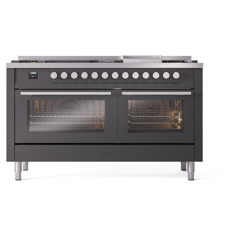 ILVE Professional Plus II 60 inch Dual Fuel Range (Graphite Matte / Liquid Propane / 9 Sealed Burners + Griddle / Triple Glass Door) UP60FWMPMGLP - IMG177