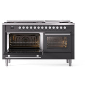 ILVE Professional Plus II 60 inch Dual Fuel Range (Graphite Matte / Liquid Propane / 9 Sealed Burners + Griddle / Triple Glass Door) UP60FWMPMGLP - IMG126