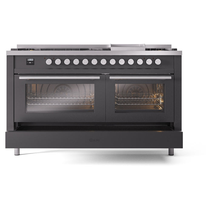 ILVE Professional Plus II 60 inch Dual Fuel Range (Graphite Matte / Natural Gas / 9 Sealed Burners + Griddle / Triple Glass Door) UP60FWMPMG - IMG136