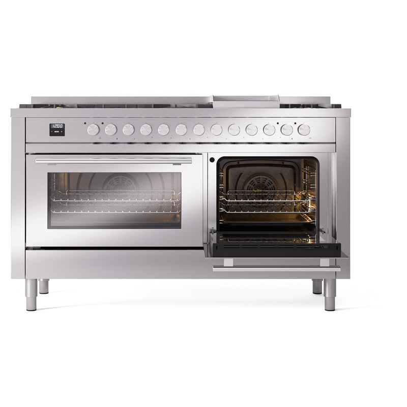 ILVE Professional Plus II 60 inch Dual Fuel Range (Stainless Steel / Liquid Propane / 9 Sealed Burners + Griddle / Triple Glass Door) UP60FWMPSSLP - IMG4