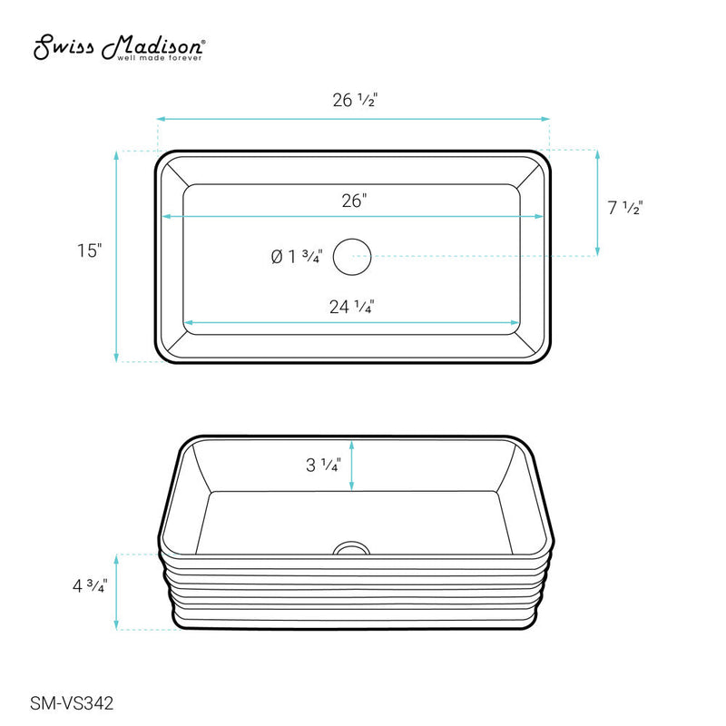 Swiss Madison Adour 25'' Vessel Sink in White - SM-VS342