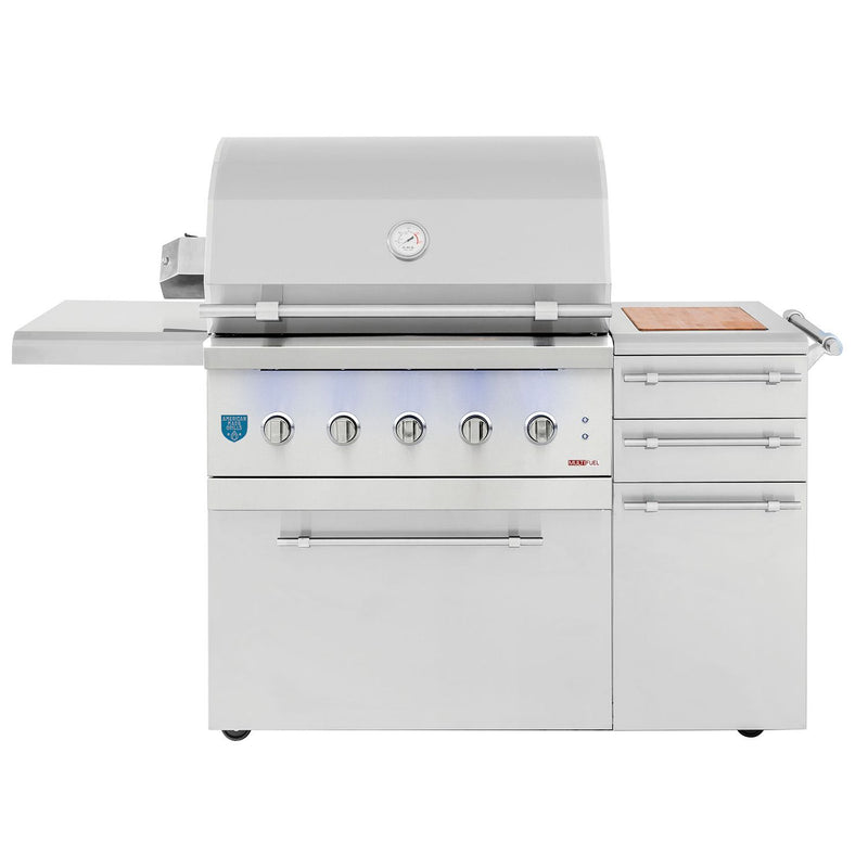 American Made Grills 36-Inch Freestanding Hybrid Grill  with Infrared Searing Burner and Rotisserie Kit AMG-ENCFS36