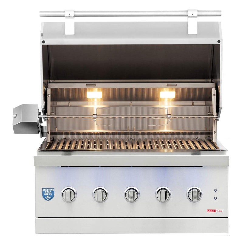 American Made Grills 36-Inch Built-In Hybrid Grill  with Infrared Searing Burner and Rotisserie Kit AMG-ENC36