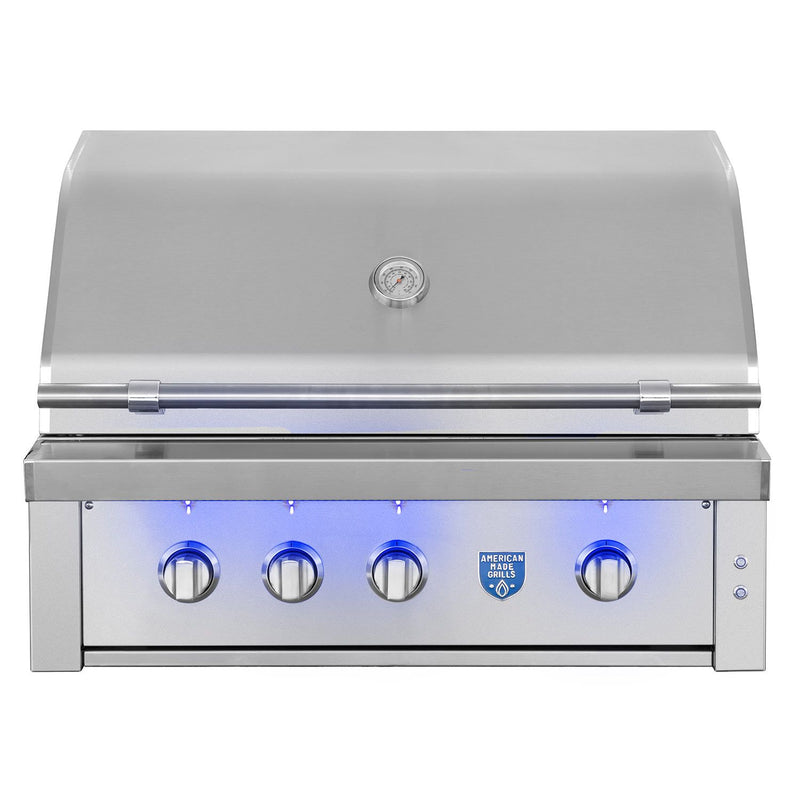 American Made Grills Estate 36-Inch Built-In Gas or Propane Grill with Infrared Searing Burner and Rotisserie Kit AMG-EST36