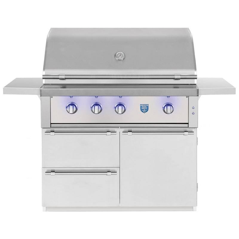 American Made Grills Estate 42-Inch Freestanding Gas or Propane Grill with Infrared Searing Burner and Rotisserie Kit AMG-EST42
