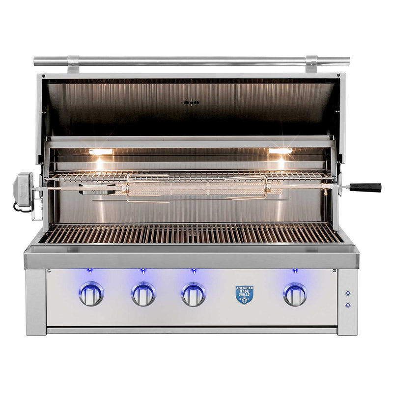 American Made Grills Estate 42-Inch Built-In Gas or Propane Grill with Infrared Searing Burner and Rotisserie Kit AMG-EST42