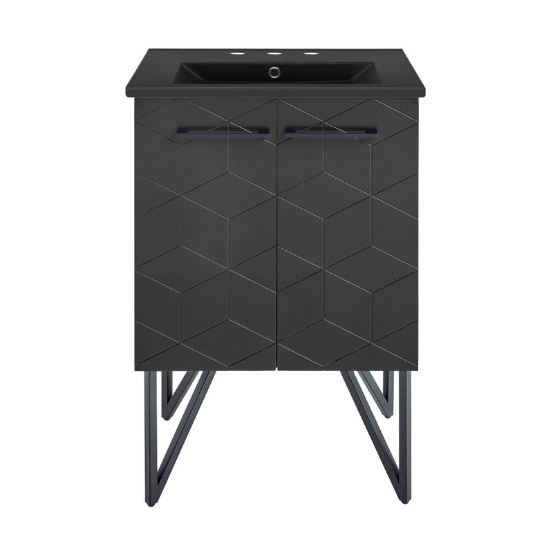 Swiss Madison Annecy 24 in. Phantom Black Bathroom Vanity With Black, 3-Hole Ceramic Sink Top - SM-BV251B-3MB