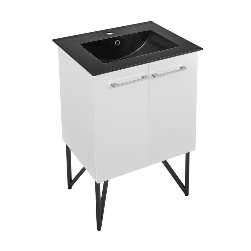 Swiss Madison Annecy 24 in. White Bathroom Vanity With Black Ceramic Sink Top - SM-BV212MB