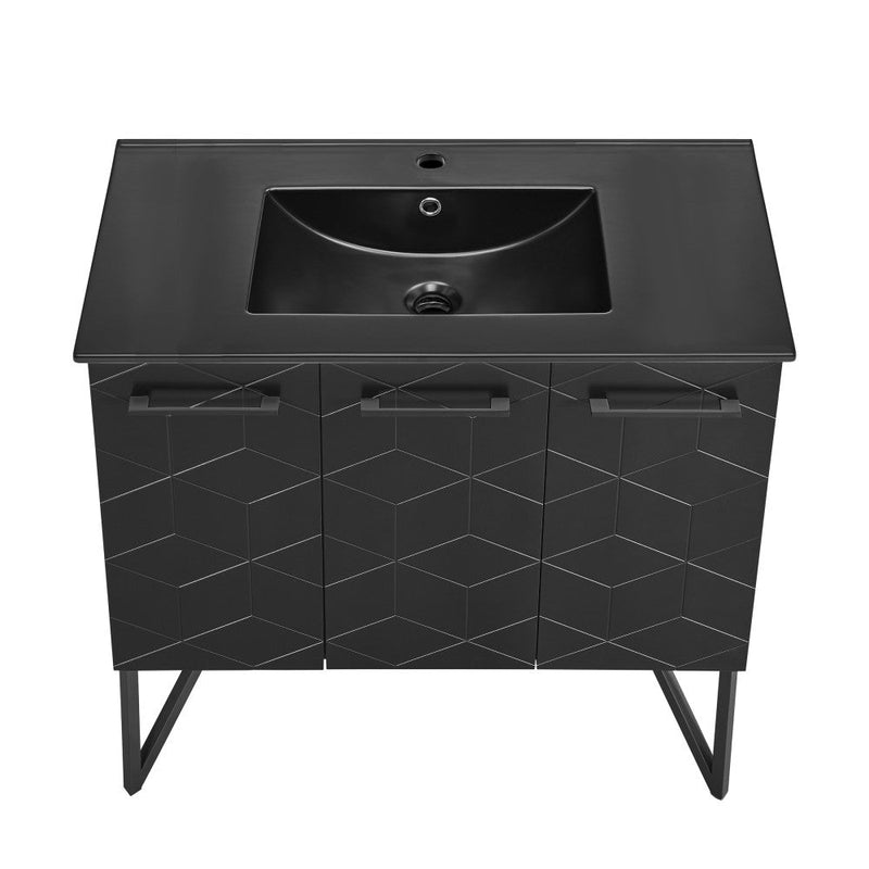 Swiss Madison Annecy 36 in. Phantom Black Bathroom Vanity With Black Ceramic Sink Top - SM-BV261BMB