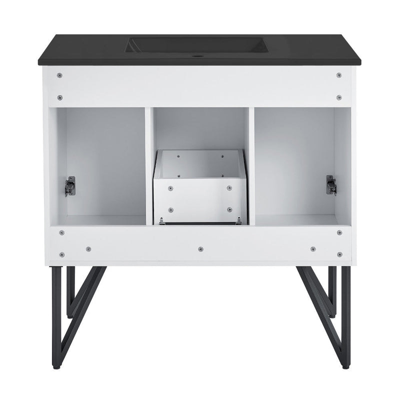Swiss Madison Annecy 36 in. White Bathroom Vanity With Black Ceramic Sink Top - SM-BV213MB