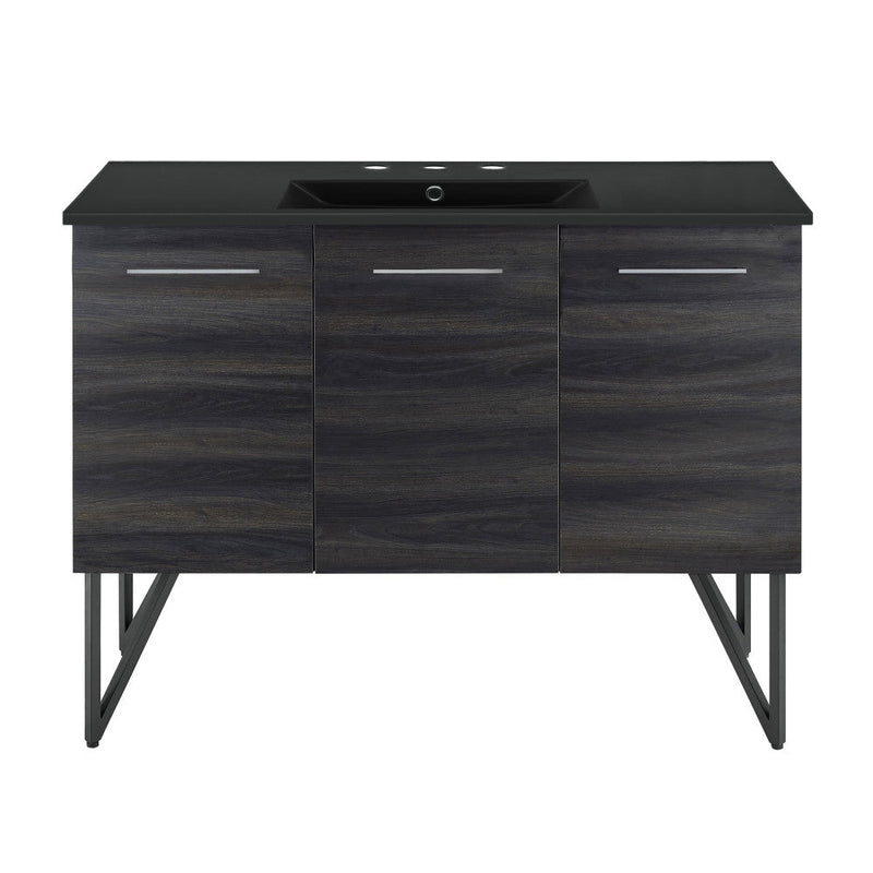 Swiss Madison Annecy 48 in. Black Walnut Bathroom Vanity With Black, 3-Hole Ceramic Sink Top - SM-BV224-3MB