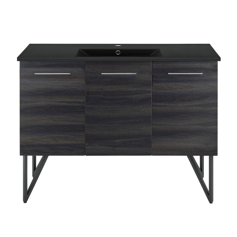 Swiss Madison Annecy 48 in. Black Walnut Bathroom Vanity With Black Ceramic Sink Top - SM-BV224MB