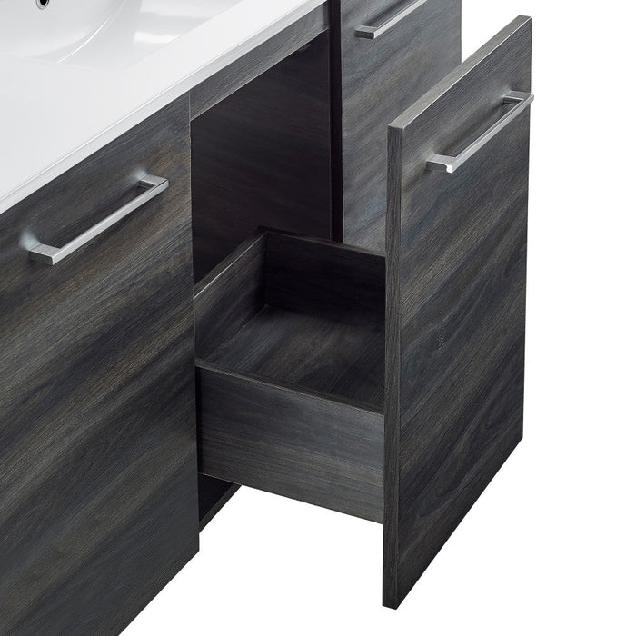 Swiss Madison Annecy 48 in. Black Walnut, Double Basin Bathroom Vanity With White, 3-Hole Ceramic Sink Top - SM-BV224D-3