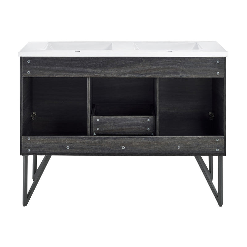 Swiss Madison Annecy 48 in. Black Walnut, Double Basin Bathroom Vanity With White Ceramic Sink Top - SM-BV224D