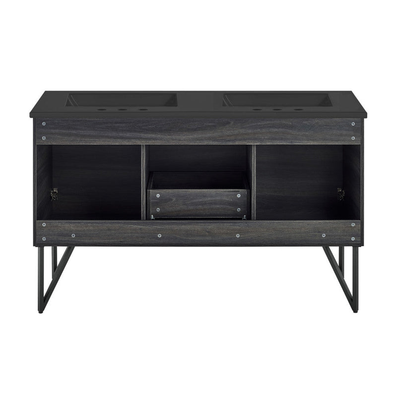 Swiss Madison Annecy 60 in. Black Walnut, Double Basin Bathroom Vanity With Black, 3-Hole Artificial Stone Sink Top - SM-BV226D-3MB