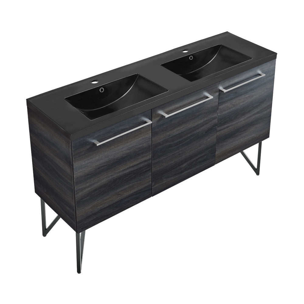 Castel Rool Vanity Swiss Madison Annecy 60 in. Black Walnut, Double Basin Bathroom Vanity ...