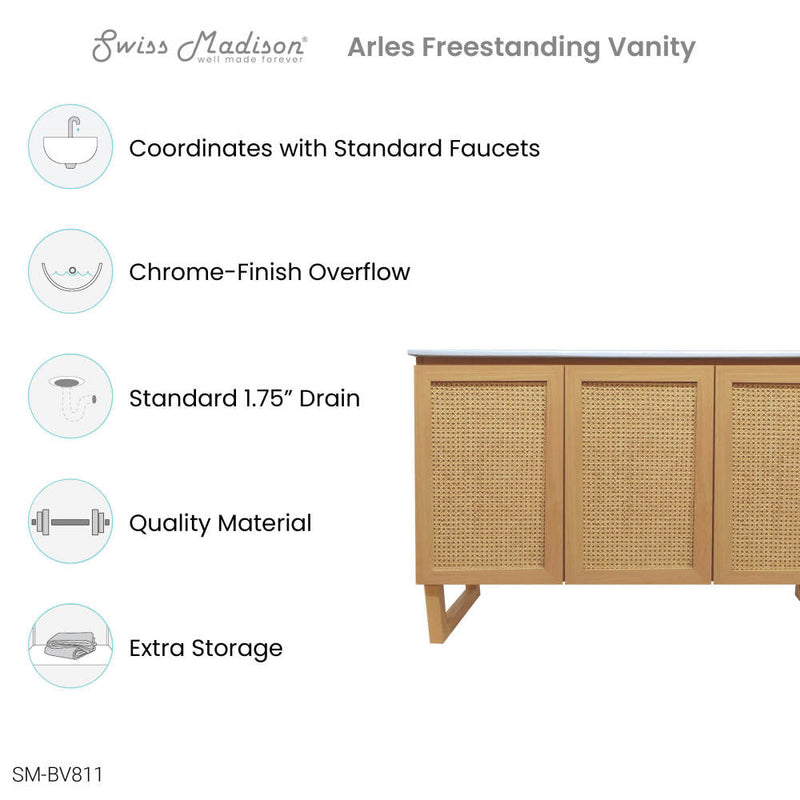 Swiss Madison Arles 48" Single, Bathroom Vanity in Honey - SM-BV811