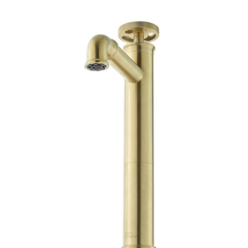 Swiss Madison Avallon Single Hole, Single-Handle Wheel, High Arc Bathroom Faucet in Brushed Gold - SM-BF81BG