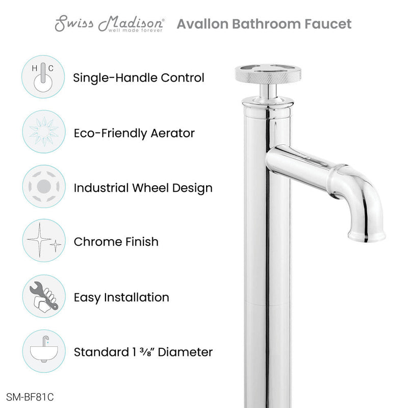 Swiss Madison Avallon Single Hole, Single-Handle Wheel, High Arc Bathroom Faucet in Chrome - SM-BF81C