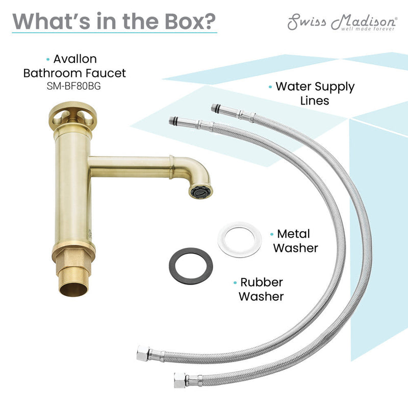 Swiss Madison Avallon Single Hole, Single-Handle Wheel, Bathroom Faucet in Brushed Gold - SM-BF80BG