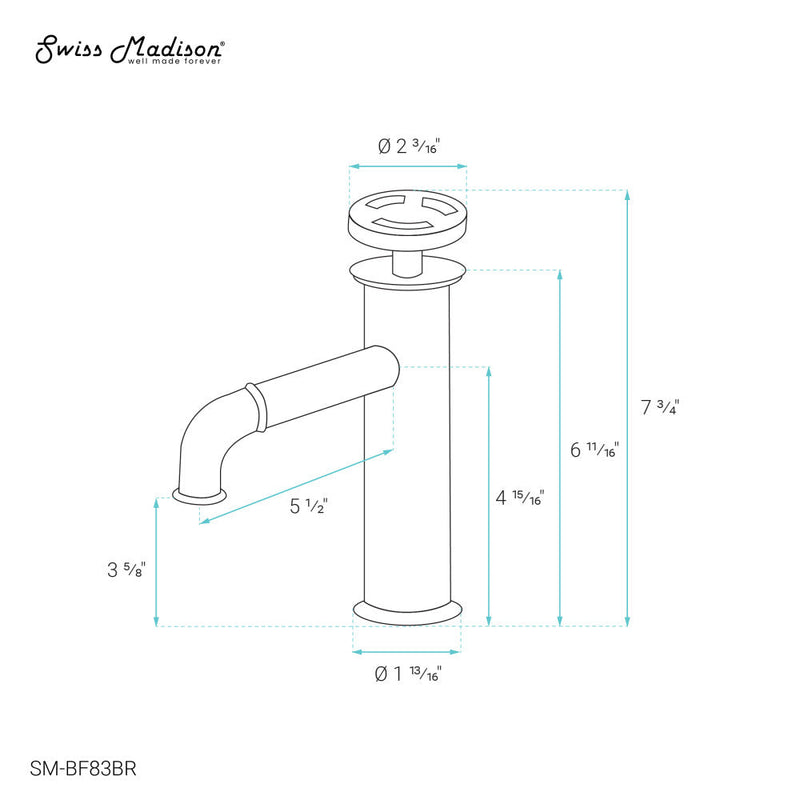 Swiss Madison Avallon Single Hole, Single-Handle, Bathroom Faucet in Matte Black with Red Handle - SM-BF83BR