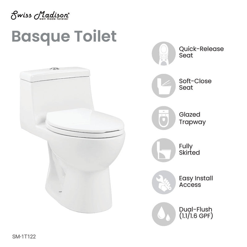 Swiss Madison Avallon One-Piece Elongated Dual Flush-Toilet 1.1/1.6 gpf - SM-1T122