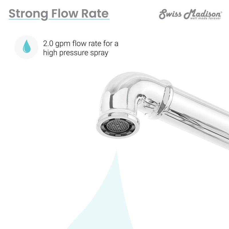 Swiss Madison Avallon Pro Widespread Kitchen Faucet with Side Sprayer in Chrome - SM-KF79C