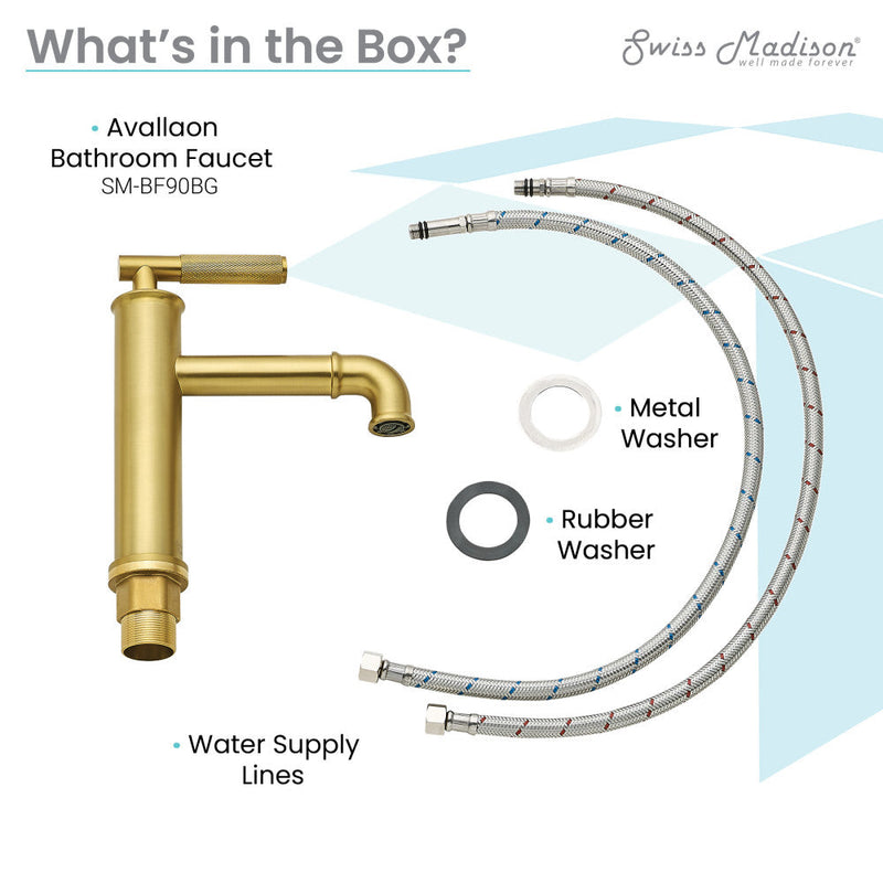 Swiss Madison Avallon Single Hole, Single-Handle Sleek, Bathroom Faucet in Brushed Gold - SM-BF90BG