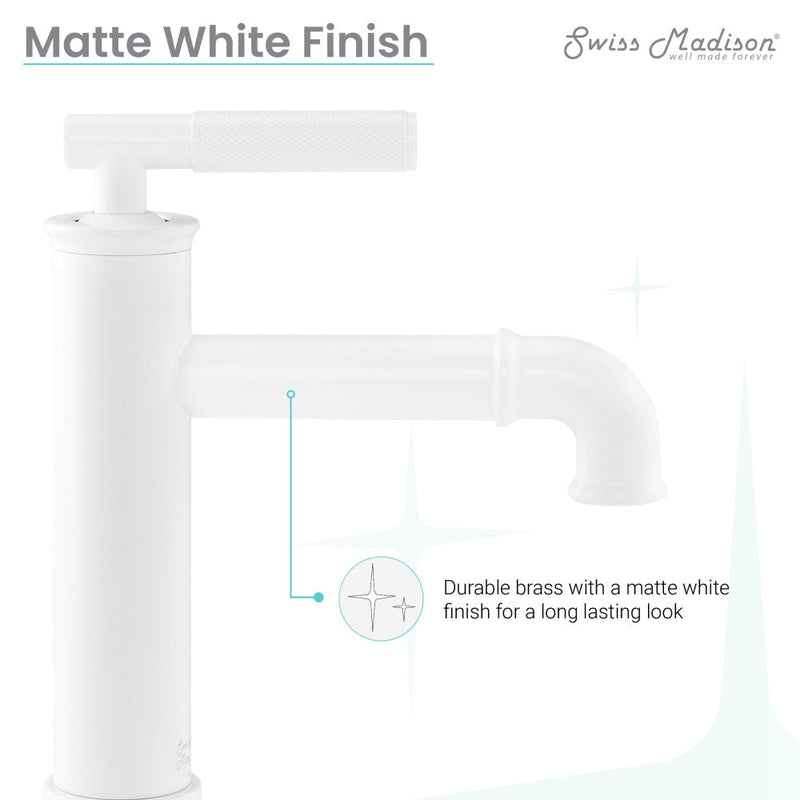 Swiss Madison Avallon Single Hole, Single-Handle Sleek, Bathroom Faucet in Matte White - SM-BF90MW