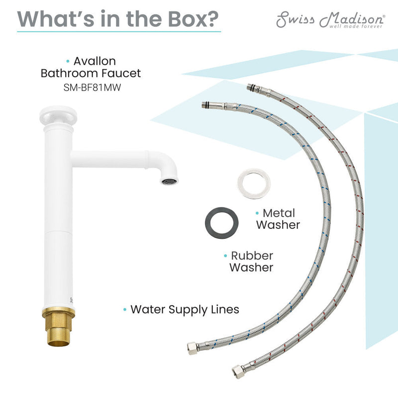 Swiss Madison Avallon Single Hole, Single-Handle Wheel, High Arc Bathroom Faucet in Matte White - SM-BF81MW