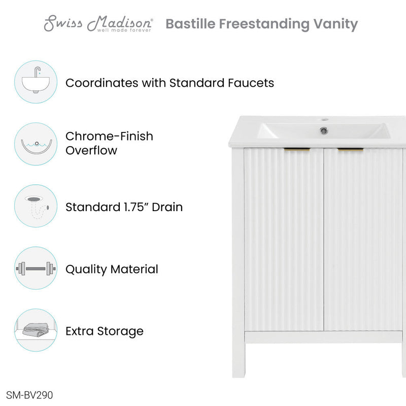 Swiss Madison Bastille 24" Bathroom Vanity in White - SM-BV290