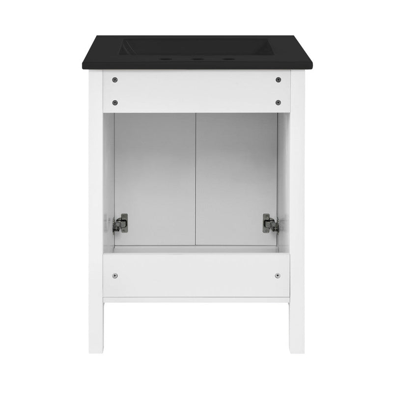 Swiss Madison Bastille 24 in. White Bathroom Vanity With Black, 3-Hole Ceramic Sink Top - SM-BV290-3MB