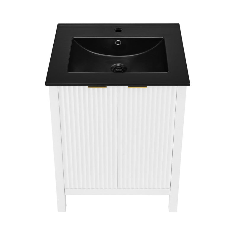 Swiss Madison Bastille 24 in. White Bathroom Vanity With Black Ceramic Sink Top - SM-BV290MB