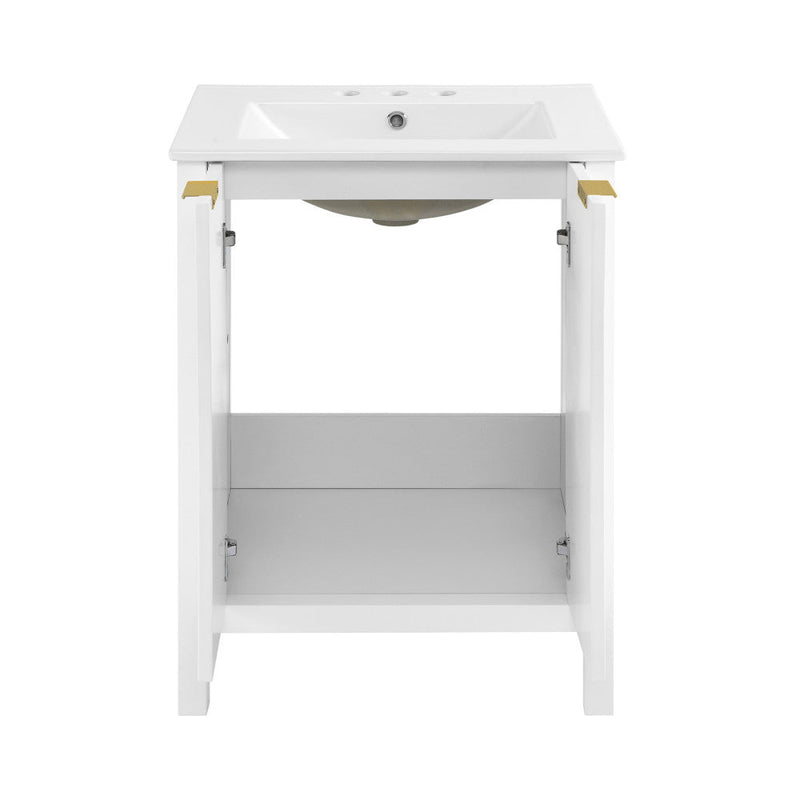 Swiss Madison Bastille 24 in. White Bathroom Vanity With White, 3-Hole Ceramic Sink Top - SM-BV290-3